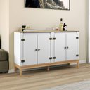Ver imagem 1 de Aparador Buffet 149cm 4 Portas 2 Prateleiras Sala de Jantar Cor:mel Branco