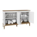 Ver imagem 4 de Aparador Buffet 149cm 4 Portas 2 Prateleiras Sala de Jantar Cor:mel Branco