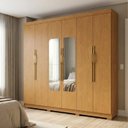 Ver imagem 1 de Guarda-Roupa Casal 6 Portas 6 Gavetas com Espelho em MDF Milano Marrom/Cerejeira