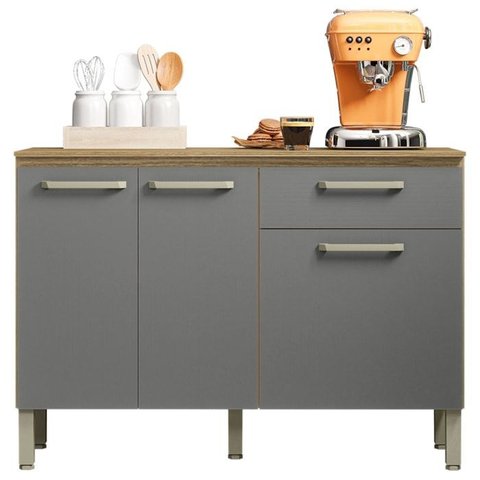 Balcao com Tampo 3p 1g 120 Cm Versalhes Freijo Gris Ktp