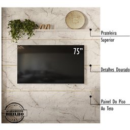 Painel Placa Piso Teto TV 75 244x208cm 463GP Calacata Off White MDT - 4 Painel Placa Piso Teto TV 75 244x208cm 463GP Calacata Off White MDT - 4