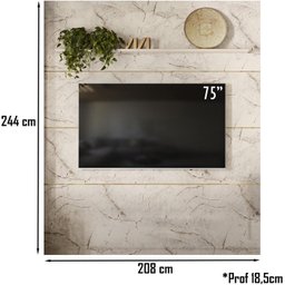 Painel Placa Piso Teto TV 75 244x208cm 463GP Calacata Off White MDT - 3 Painel Placa Piso Teto TV 75 244x208cm 463GP Calacata Off White MDT - 3