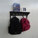 Ver imagem 3 de Cabideiro Prateleira Porta Utensílios de Cozinha Mochilas Bolsas Preto Laca