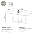 Ver imagem 3 de Conjunto para Sala de Jantar Mesa Retangular e 6 Cadeiras Estofadas Encosto Telado 100% MDF Bolonha