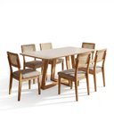 Ver imagem 2 de Conjunto para Sala de Jantar Mesa Retangular e 6 Cadeiras Estofadas Encosto Telado 100% MDF Bolonha