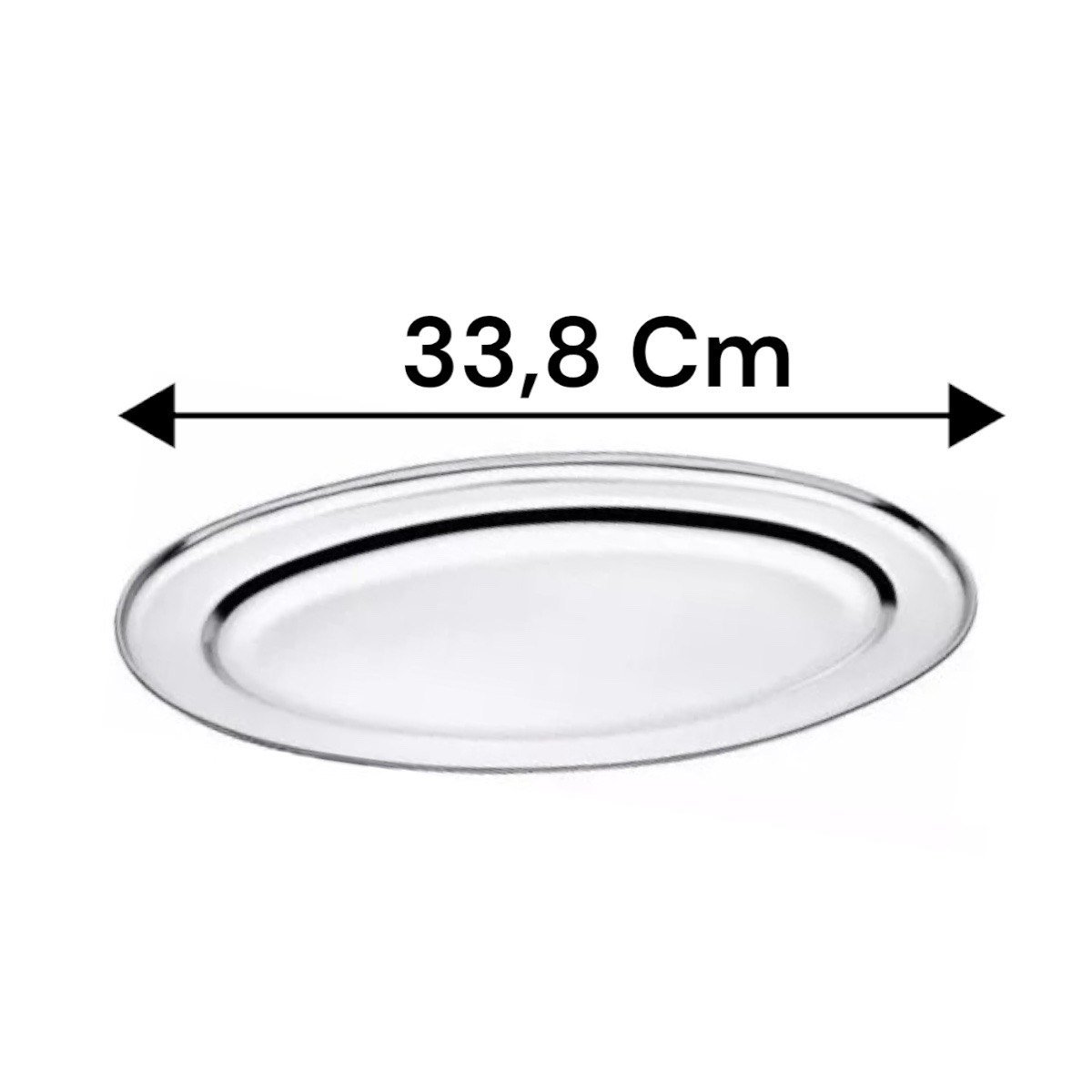 Bandeja Travessa Oval Rasa Inox Média para Servir 33,8cm Bar - 6