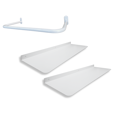 Prateleira de Parede 60cm Multiuso Organização Sapatos + Cabideiro 60cm Arara para Roupas Branco