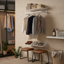 Ver imagem 4 de Prateleira de Parede 60cm Multiuso Organização Sapatos + Cabideiro 60cm Arara para Roupas Branco