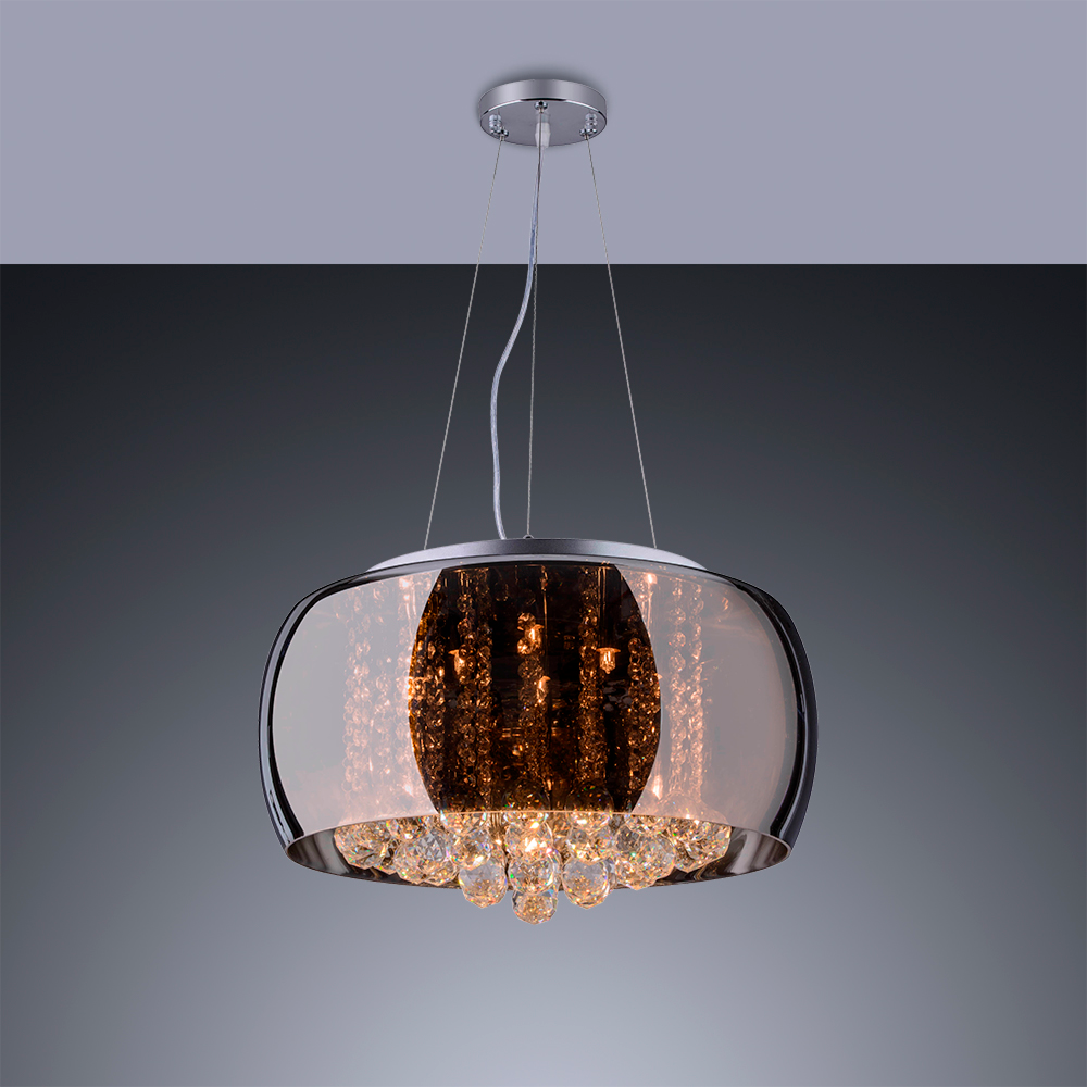 Lustre Pendente Plafon em Vidro e Cristal Attractive 50cm Moderno Quarto Sala Bivolt Cromado - 2