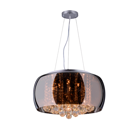 Lustre Pendente Plafon em Vidro e Cristal Attractive 50cm Moderno Quarto Sala Bivolt Cromado