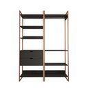 Ver imagem 3 de Guarda Roupa Aberto Industrial Casal 2 Módulos Preto Cabideiro com Gavetas Base Cobre