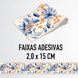 Faixa Decorativa Adesiva (autocolante) - Azul Marinho e Laranja - 5