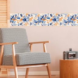 Faixa Decorativa Adesiva (autocolante) - Azul Marinho e Laranja - 3