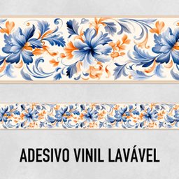 Faixa Decorativa Adesiva (autocolante) - Azul Marinho e Laranja - 2