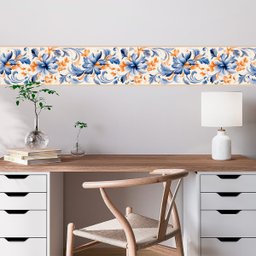 Faixa Decorativa Adesiva (autocolante) - Azul Marinho e Laranja - 4