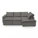 Ver imagem 2 de Sofá de Canto Retrátil Reclinável 4 Lugares Yescasa Veludo Cinza Montana Pés de Madeira