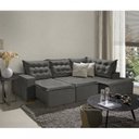 Ver imagem 1 de Sofá de Canto Retrátil Reclinável 4 Lugares Yescasa Veludo Cinza Montana Pés de Madeira