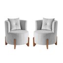 Ver imagem 4 de Kit 2 Poltronas Orgânica Curva Luna Veludo Cinza Claro - Montanaris Decor