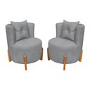 Ver imagem 1 de Kit 2 Poltronas Orgânica Curva Luna Veludo Cinza Claro - Montanaris Decor