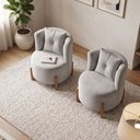 Ver imagem 3 de Kit 2 Poltronas Orgânica Curva Luna Veludo Cinza Claro - Montanaris Decor