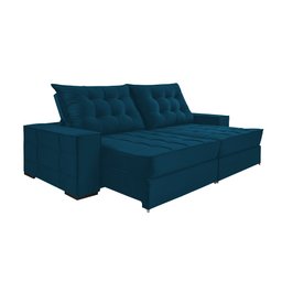Sofá Retrátil e Reclinavel com Molas Ensacadas e Molas Bonnel Londres 2,90m Veludo Azul - 1