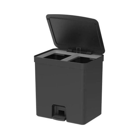 Lixeira Pedal 20 Litros Duplo Compartimento Chumbo Preto Trium ou Lx4250