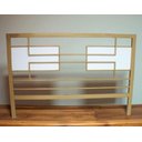 Ver imagem 1 de Cabeceira Cama Aço Ferro Robusto Cor Dourado Mdf Branco Largura 140cm Estilo Industrial Cb-06