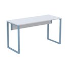 Ver imagem 1 de Mesa Escritório P25 Tub Pandin 134 Cm (larg) Tampo Mdp Cinza Pé Aço Tubular Azul Dali