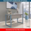 Ver imagem 2 de Mesa Escritório P25 Tub Pandin 134 Cm (larg) Tampo Mdp Cinza Pé Aço Tubular Azul Dali