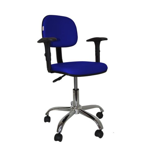 Cadeira Secretaria Bolt CR com Braco Regulavel - Couro Sintetico Corano - Azul