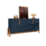 Aparador Buffet Armário Lizz 4 Portas 1,70 Pé Madeira Maciça:azul Cobalto/cedro - 2