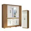 Ver imagem 1 de Guarda Roupa Casal Nápole 2045149 e Armário Multiuso 2000192 Atacama Off White - Aramóveis