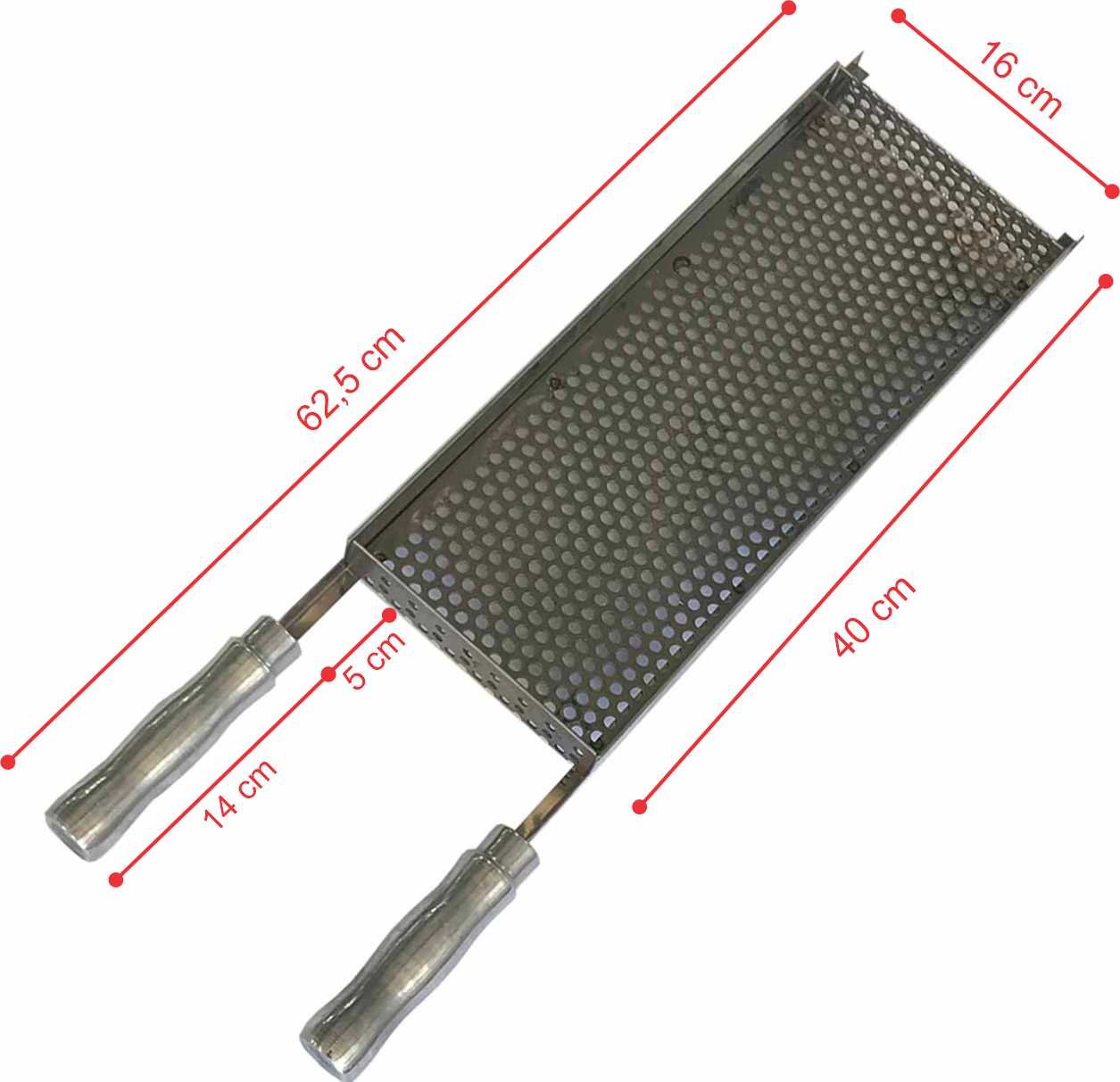 Grelha Luxo Borda Alta Para Legumes Vegetais Coração Carne Grelha Inox Furação 0,5 Cabo - 1