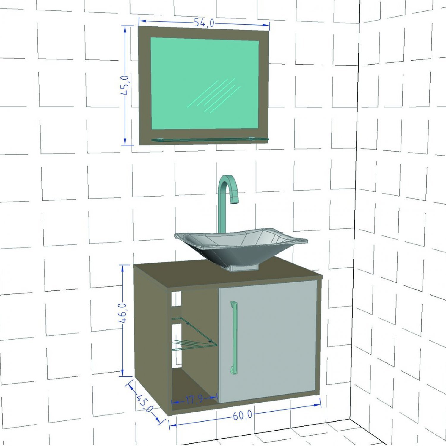 Gabinete para Banheiro com Cuba e Espelheira Baden Móveis Bechara - 4