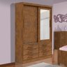 Guarda Roupa Solteiro 2 Portas e 6 Gavetas com Espelho Cor:ypê - 2