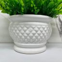 Ver imagem 4 de Vaso centro de mesa branco médio trabalhado de cerâmica