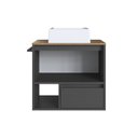 Ver mais imagens de Conjunto Gabinete Banheiro Modulado 3 Peças com Iluminação em LED e Cuba Branca 100cm Grafite Mel