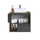 Ver imagem 5 de Conjunto Gabinete Banheiro Modulado 3 Peças com Iluminação em LED e Cuba Branca 100cm Grafite Mel