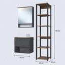 Ver imagem 3 de Conjunto Gabinete Banheiro Modulado 3 Peças com Iluminação em LED e Cuba Branca 100cm Grafite Mel