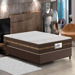 Cama Box Casal Colchão Gazin Molas Flora Marrom - 1