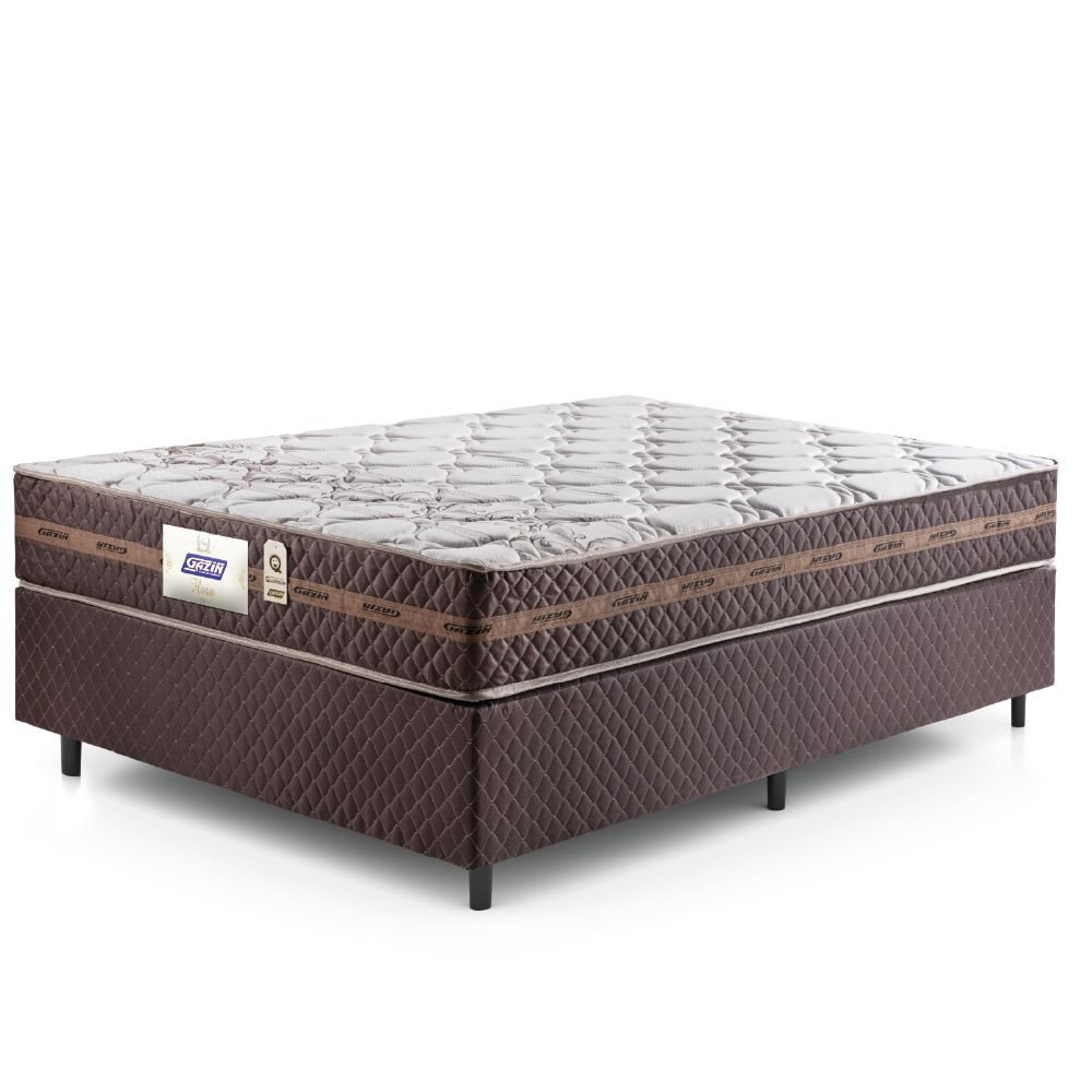 Cama Box Casal Colchão Gazin Molas Flora Marrom - 2