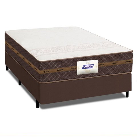 Cama Box Casal Colchão Gazin Molas Flora Marrom