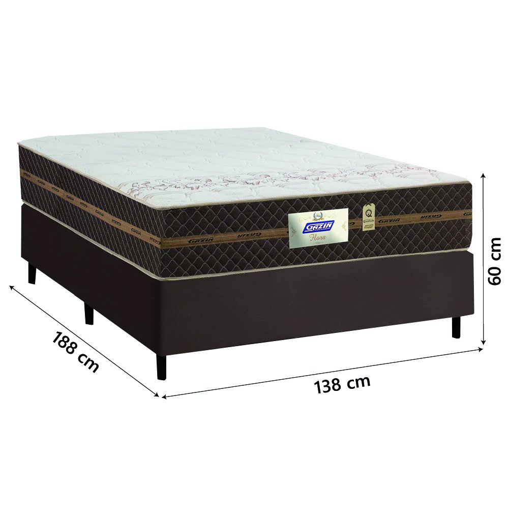 Cama Box Casal Colchão Gazin Molas Flora Marrom - 3