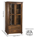 Ver imagem 4 de Cristaleira Rústica de Madeira 2 Portas e 2 Gavetas com Pés Torneados - Imbuia Glazer