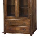 Ver imagem 3 de Cristaleira Rústica de Madeira 2 Portas e 2 Gavetas com Pés Torneados - Imbuia Glazer