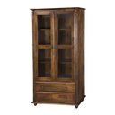 Ver imagem 2 de Cristaleira Rústica de Madeira 2 Portas e 2 Gavetas com Pés Torneados - Imbuia Glazer