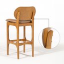 Ver imagem 5 de Kit 6 Banquetas Alta Estofada Rafine Madeira Castanho Tecido Impermeável Marrom