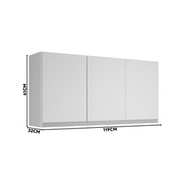 Armário De Parede Para Quarto 3 Portas Branco Karen Peternella - 4