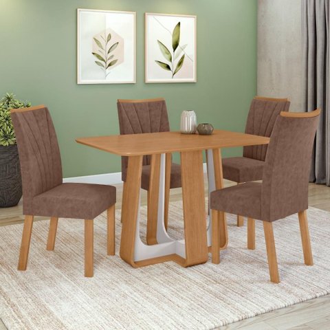Conjunto Sala de Jantar Mesa Easy Tampo Mdf com 4 Cadeiras