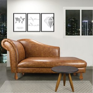 Divã Recamier Samartim 165 cm Corano Nozes Pés Retrô - D'Rossi